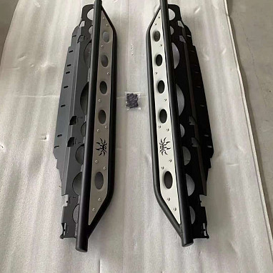 Image of a Jeep Wrangler Rock Sliders    Jeep Wrangler JK  PS Style Rock Slider for 4-Door Jeep Wrangler JK Black-satin (Set)