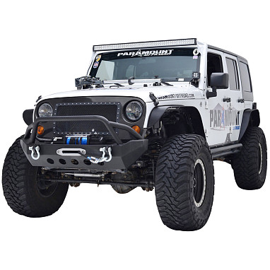 Image of a Jeep Wrangler Front Bumpers Jeep Wrangler JK  Stubby Steel Front Winch Bull Bar