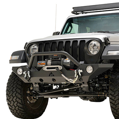 Image of a Jeep Wrangler NEW JEEP JL PARTS   Jeep Wrangler 2019 JL Premium Front Bumper (Matte-Black, incl. Fog Lights) 0001