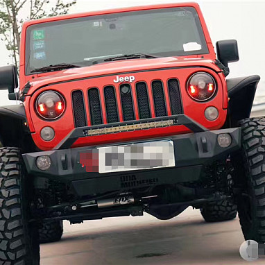 Image of a Jeep Wrangler   Jeep Wrangler JK 2007-2017  STK-MS style Front Bumper short  material: steel