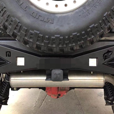 Image of a Jeep Wrangler Rear Bar Jeep Wrangler JK Iron Style  Rear Bumper With Lights (matte black coated)