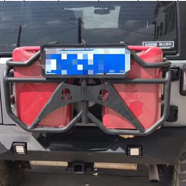 Image of a Jeep Wrangler  Jeep Wrangler JK Jerry Can holder with 2 Jerry Cans 