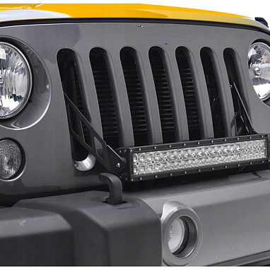 Image of a Jeep Wrangler Lights And Mirrors Jeep Wrangler  JK 20inch Light Bar Bracket mount through Grille