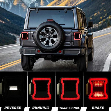 Image of a Jeep Wrangler NEW JEEP JL PARTS Jeep Wrangler JL LED Tail Lights   (Pair) 2018+