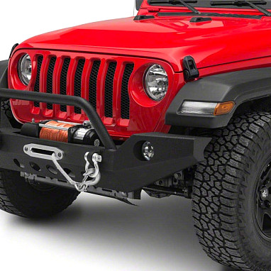 Image of a Jeep Wrangler JEEP Gladiator JT Parts   Jeep Wrangler JL &JT front bumper full width Front Bumper (Matte-Black, incl. Fog Lights)
