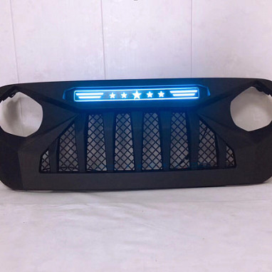 Image of a Jeep Wrangler NEW JEEP JL PARTS Jeep Wrangler JL & JT  grill with blue led 004B
