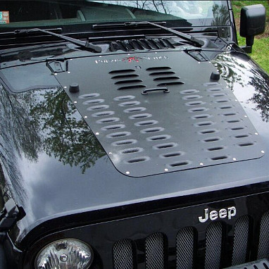 Image of a Jeep Wrangler Bonnets PS Style Bonnet Heat Reduction Hood Vent Silver Color
