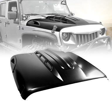 Image of a Jeep Wrangler   Jeep Wrangler JK  Avenger Style Heat Reduction Steel Bonnet/Hood