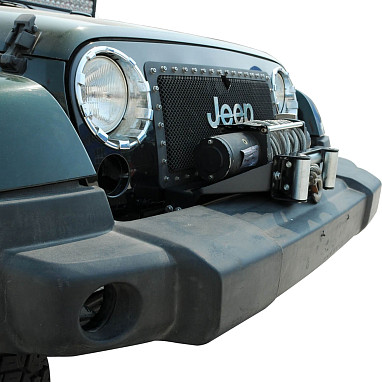 Image of a Jeep Wrangler  Raised Winch Mounting Steel Plate for Factory Bumper