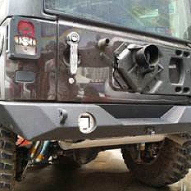Image of a Jeep Wrangler Body Armor Jeep Wrangler Rock Brawler II Style Full-width Steel Rear Bar