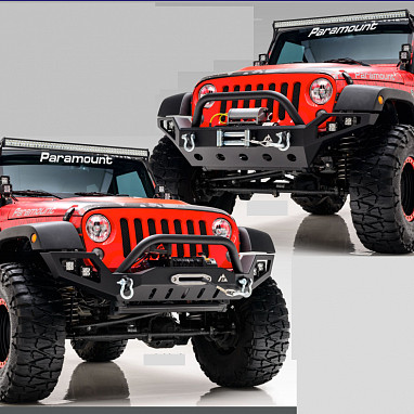 Image of a Jeep Wrangler Body Armor Tactical Edge Heavy Duty Steel Bumper with LED Lights and U-Bar  0417