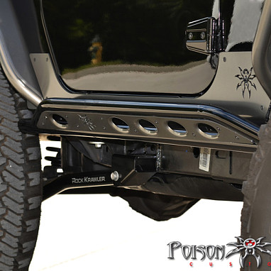 Image of a Jeep Wrangler Rock Sliders PS Style Rock Sliders for 2-Door Jeep Wrangler JK (Black/Silver)