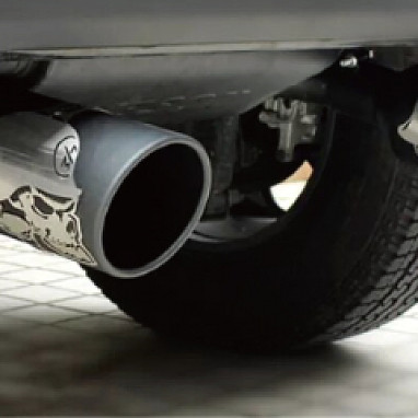 Image of a Jeep Wrangler    Jeep Wrangler JK Gibson Skull Exhaust Style Stainless Dual Exhaust Muffler System