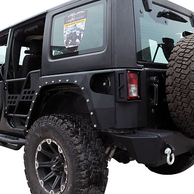 Image of a Jeep Wrangler  Evolution Style Steel Rear Fender Flares Guard