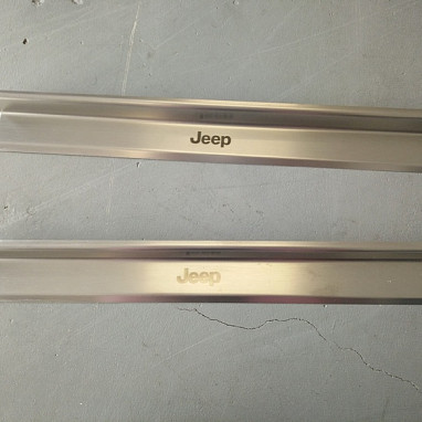 Image of a Jeep Wrangler  2 door type Stainless Steel door sill plate door add on (No Jeep Logo)