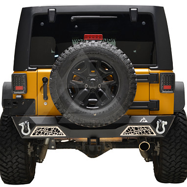 Image of a Jeep Wrangler Body Armor web Style rear bumper bar