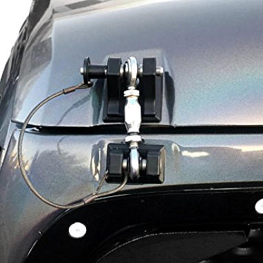 Image of a Jeep Wrangler Bonnets Retro Style Bonnet lock Catch Kit (Black)