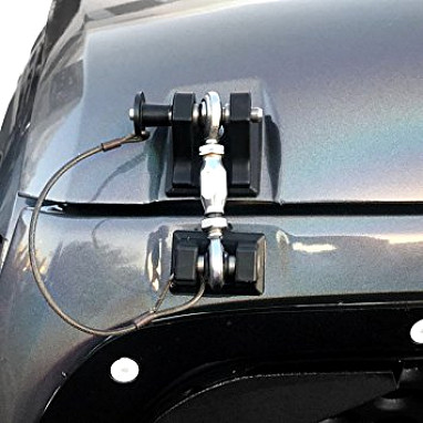 Image of a Jeep Wrangler  Retro Style Bonnet lock Catch Kit (Black)