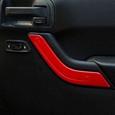 Image of a Jeep Wrangler Interior   2 Door Red Inner Door Handle Trim Cover Interior