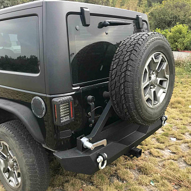 Image of a Jeep Wrangler Rear Bar Jeep Wrangler  JK Rock Crawler Rear Bumper (incl. Tow Bar and Tire Carrier)