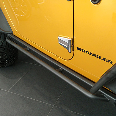 Image of a Jeep Wrangler   10th Anniversary Style Rock Sliders for 2-Door Jeep JK Black-satin (Set)