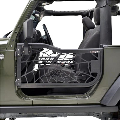 Image of a Jeep Wrangler Half Doors 2-Door Spider Net Tubular Doors with Mirrors (Set of 2) J20208