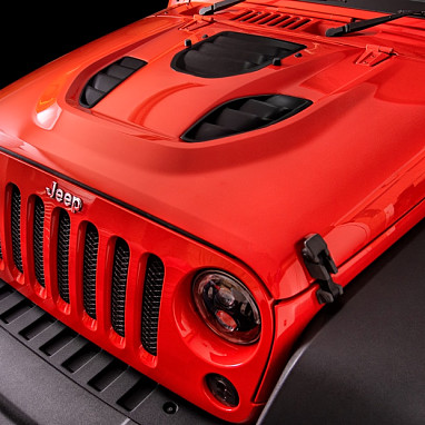 Image of a Jeep Wrangler Bonnets Jeep Wrangler JK Trailcat Style High Flow Steel Bonnet with Three Vents