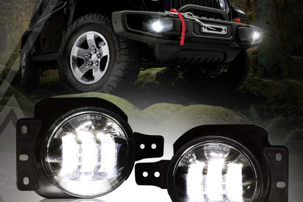 Picture of a Jeep Wrangler JL & Gladiator JT  LED Fog Lights (Pair) for 10th Anniversary Mopar Rubicon Front Bumper  Number 1