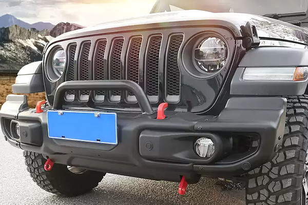 Picture of a 10th Anniversary Mopar Rubicon Style Front Bumper (Large angle Corner ,Parking Sensor compatible, with U-Bar) for Jeep Wrangler JL & Gladiator JT  Number 1