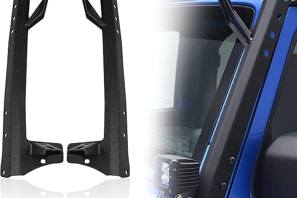 Picture of a Jeep  Wrangler JK 52 inch Mounting Brackets with A-Pillar Light Mounting Holder for LED lights bar   (Pair) Number 1