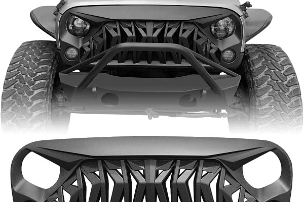 Picture of a Jeep Wrangler JK ABS Armor Style High Flow Front Grill Grille matte black Number 2