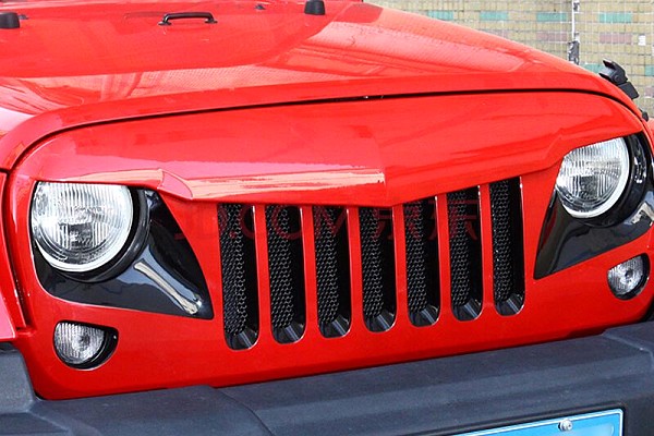 Picture of a Jeep Wrangler JK Eagle Style Angry Grille Matte Black Finish with Mesh Number 1