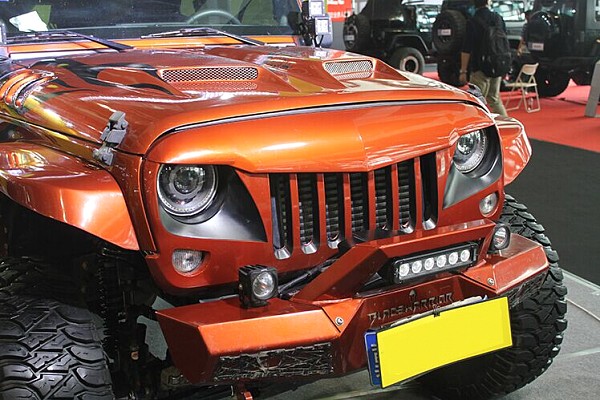 Picture of a Jeep Wrangler JK Eagle Style Angry Grille Matte Black Finish with Mesh Number 2