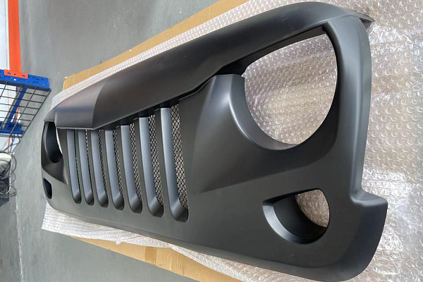 Picture of a Jeep Wrangler JK Eagle Style Angry Grille Matte Black Finish with Mesh Number 3