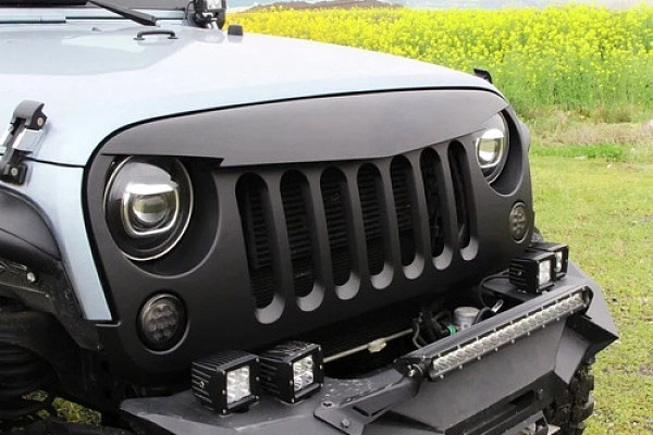 Picture of a Jeep Wrangler JK   Angry Bird Grille V-Shape Matte Black without Mesh Number 1