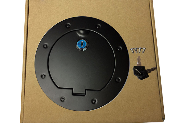 Picture of a Jeep Wrangler  JK Black Fuel Cap Door Cover With Key Number 3