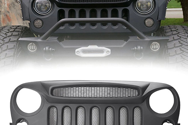 Picture of a Jeep Wrangler JK Grille Matte Black with mesh 1006 Number 1
