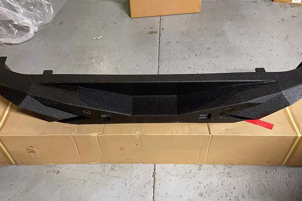 Picture of a Jeep Wrangler JK Iron Style  Rear Bumper With Lights (matte black coated) Number 2