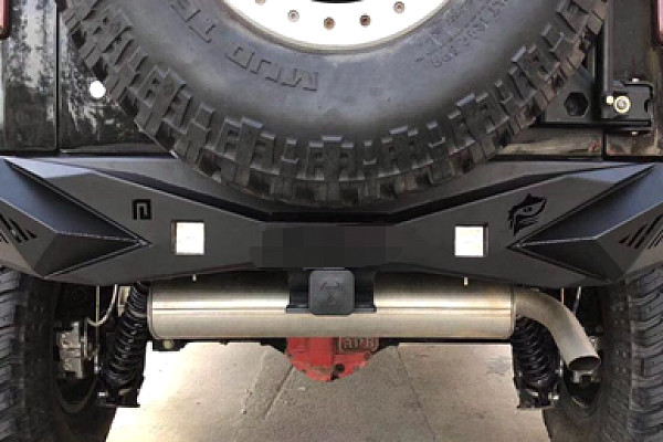 Picture of a Jeep Wrangler JK Iron Style  Rear Bumper With Lights (matte black coated) Number 1