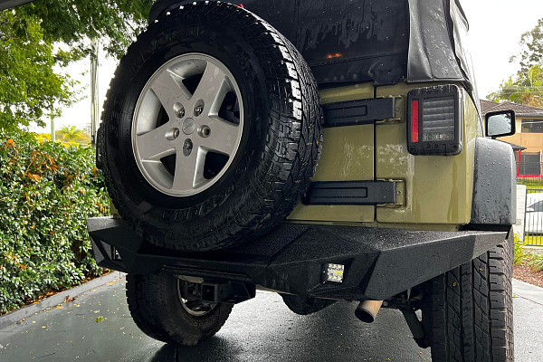 Picture of a Jeep Wrangler JK Long Style Steel Rear Bumper Bar with Lights and Tow Bar basekit Number 1