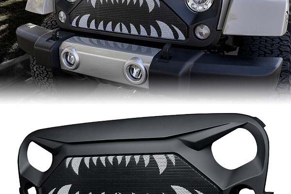 Picture of a Jeep Wrangler JK Spartan Fang Style Angry Grille Matte black (New Ver.) Number 1