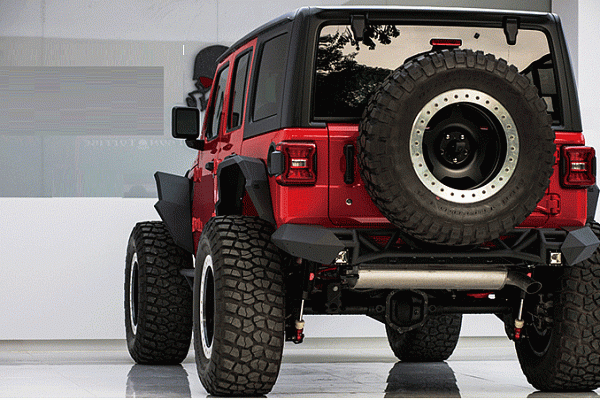 Picture of a Jeep Wrangler JK TF Style Aluminum  Front & Rear Fender Flares Standard width