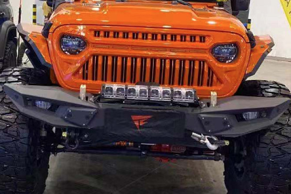 Picture of a Jeep Wrangler JK TopFire Blade Style Steel Front Full Width Bull Bar Number 1