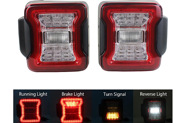 Picture of a Jeep Wrangler JK Tail Lights in JL Style (ADR compliant) Pair 5019  Number 4