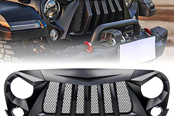 Picture of a Jeep Wrangler JK  Xprite Angry grill Matte Black with Mesh Number 1