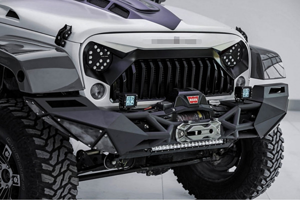 Picture of a Jeep Wrangler JL,  Gladiator JT  Long Style Front Bumper full width (steel) Number 2