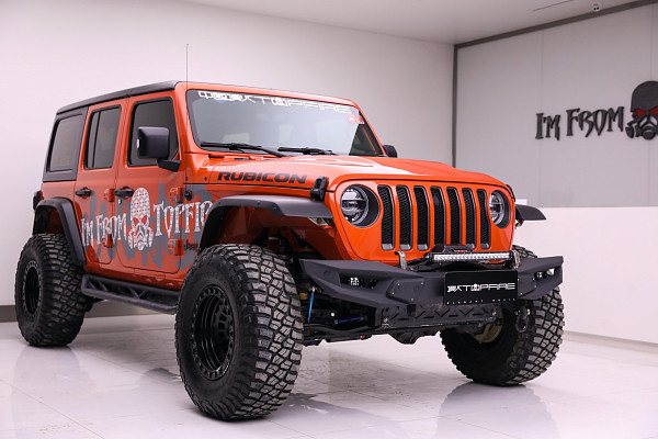 Picture of a Jeep Wrangler JL & JT TopFire Blade Style Steel Front  Full Width Bull Bar  Number 6