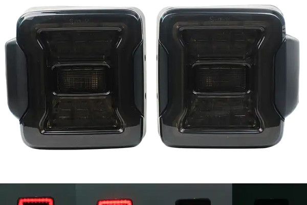 Picture of a Jeep Wrangler JK Tail Lights in JL Style (Smoke) Pair Number 1