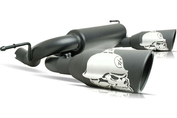 Picture of a Jeep Wrangler JK Gibson Skull Exhaust Style Stainless Dual Exhaust Muffler System Number 6