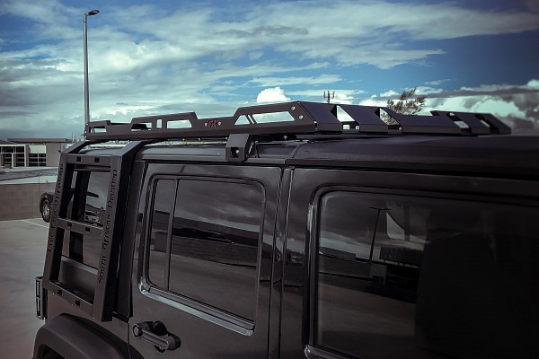 Picture of a Jeep Wrangler JK 4 Door Stealth Rack - Heavy Duty Low Profile Roof Rack with lights (4-Door) Number 25